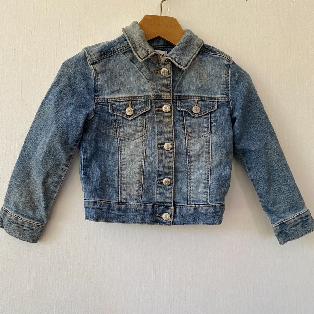 Sonoma Jean Jacket Girls Size 4 Medium Wash Denim Coat Button Front Kids